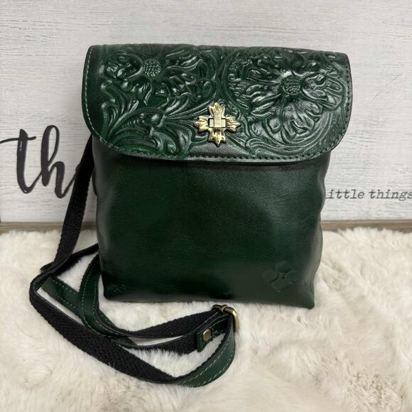 Patricia Nash Careri Backpack Purse Green Tooled Leather Convertible Crossbody - Picture 1 of 11